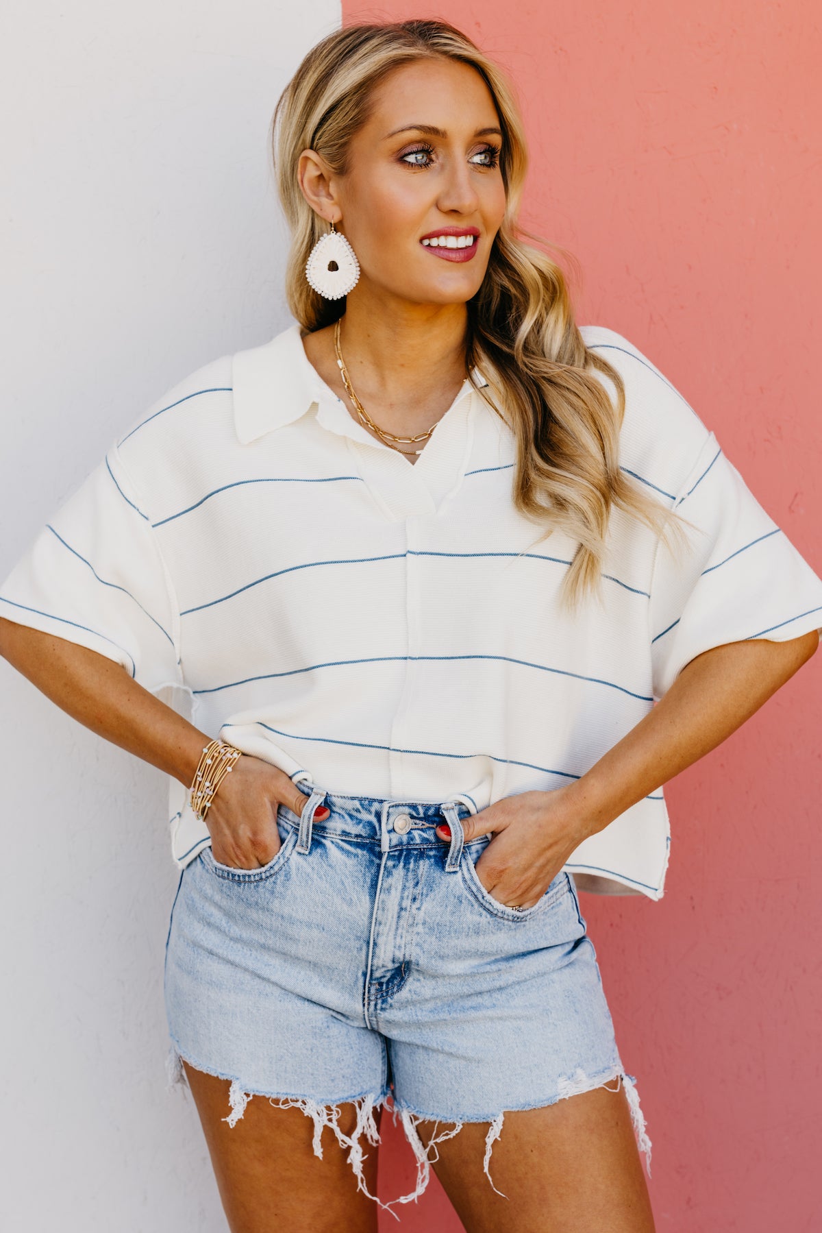 The Lawrence Striped Collar Sweater Top