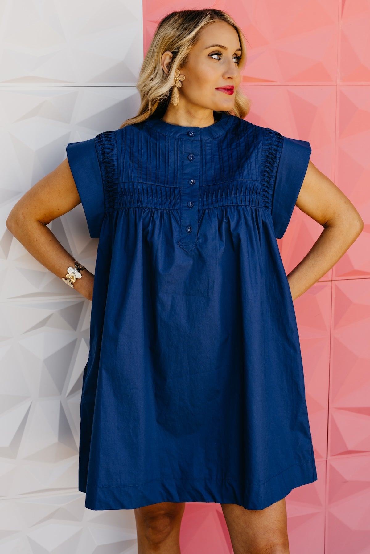 The Khloee Drop Shoulder Pintuck Mini Dress
