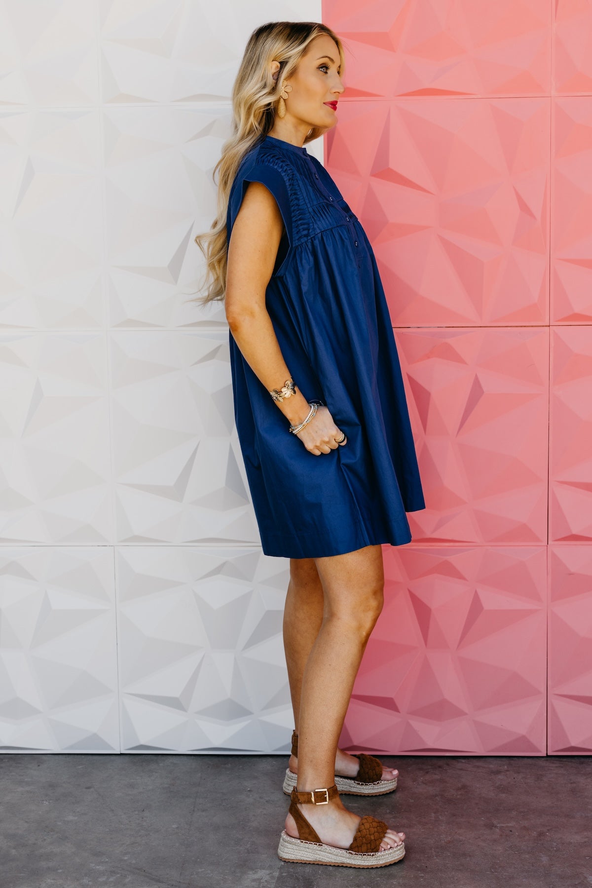 The Khloee Drop Shoulder Pintuck Mini Dress