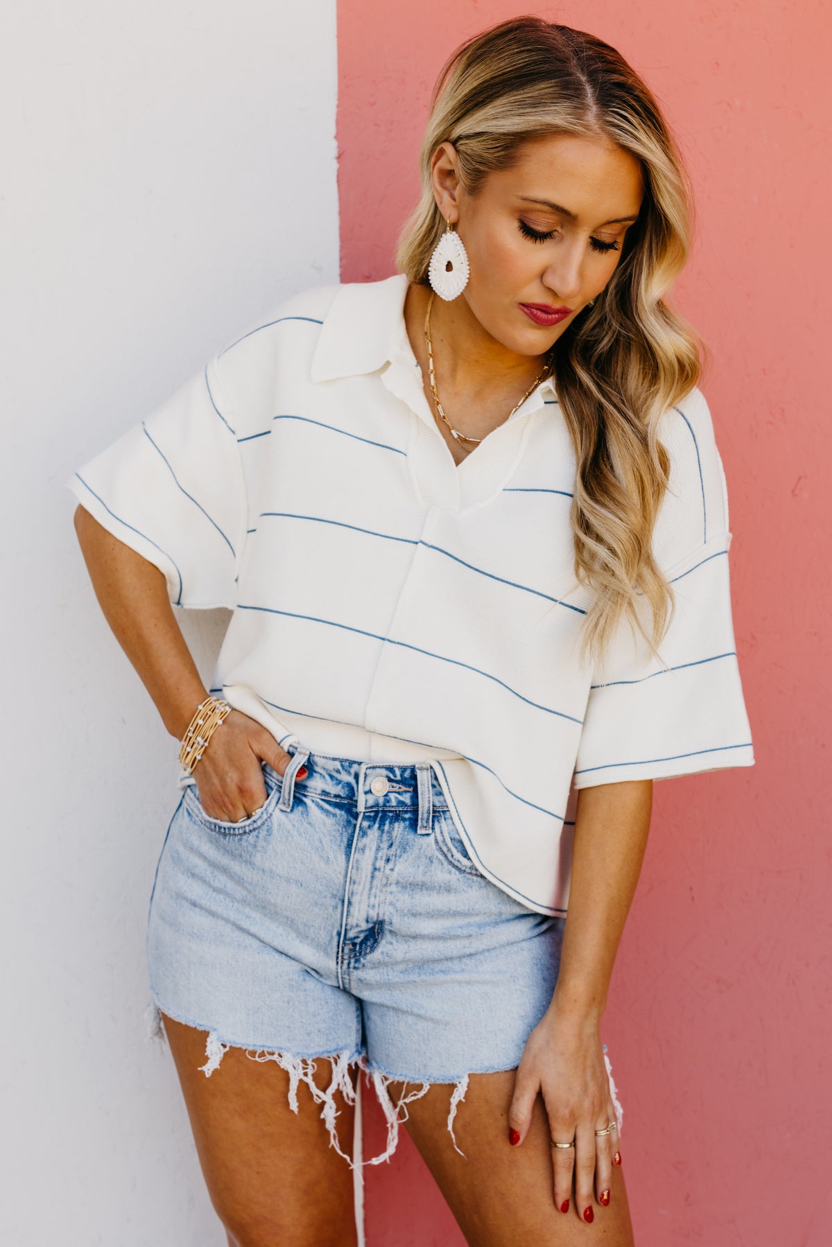 The Lawrence Striped Collar Sweater Top