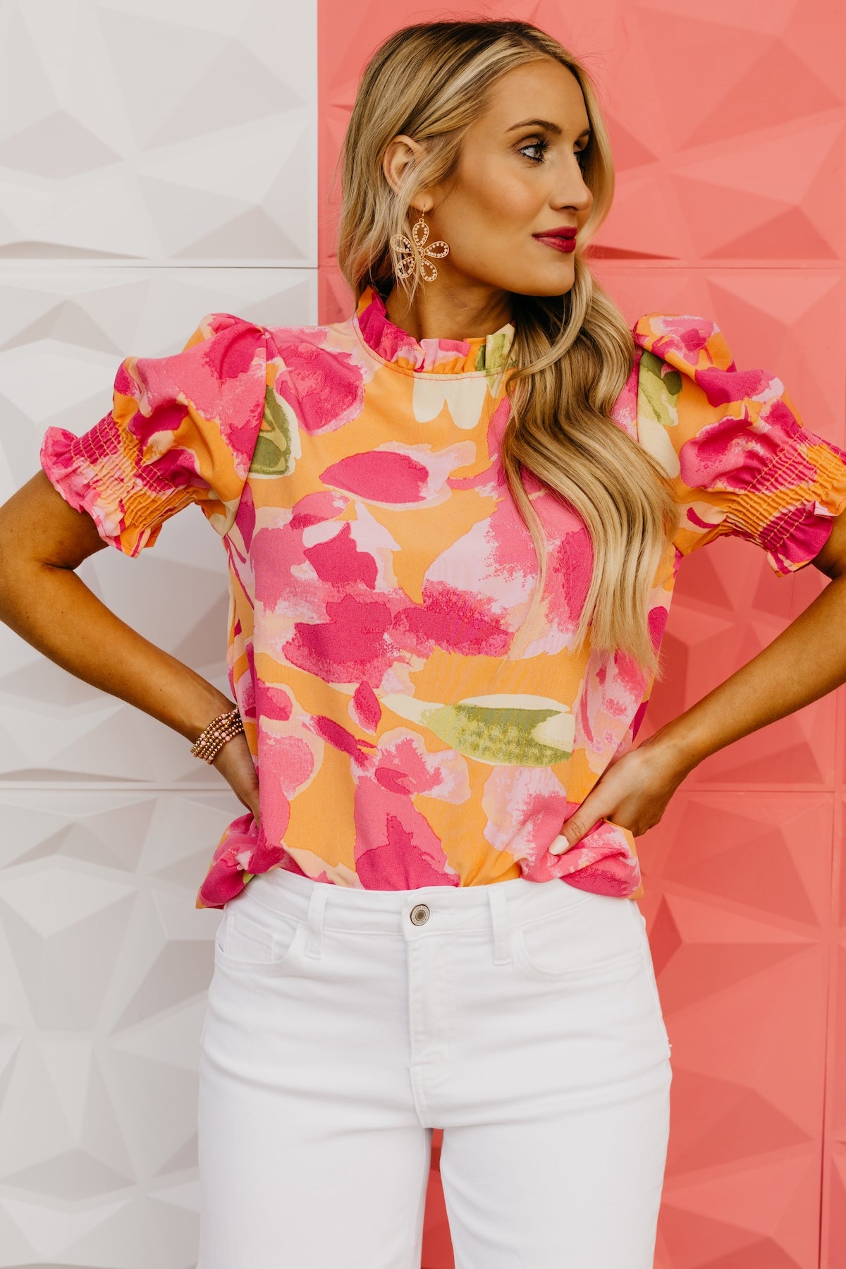 The Paityn Ruffle Neck Woven Blouse