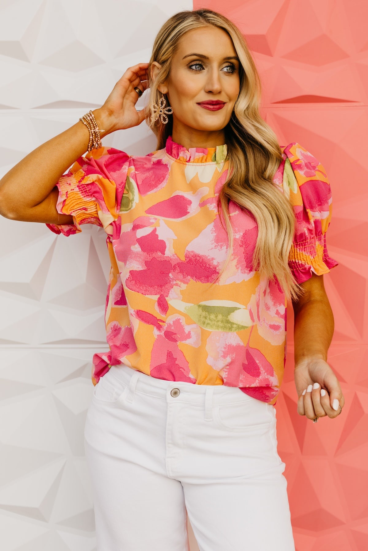 The Paityn Ruffle Neck Woven Blouse