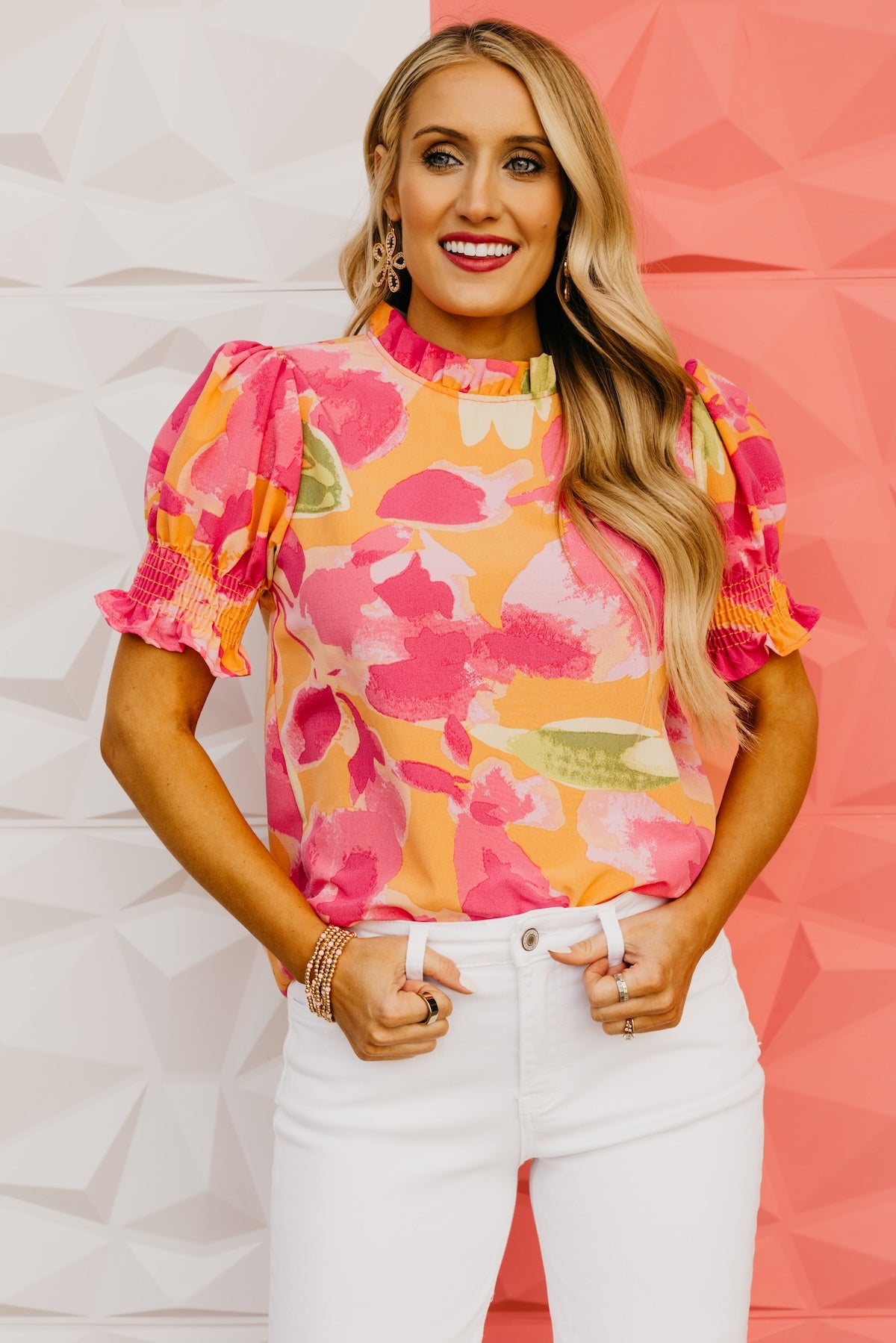 The Paityn Ruffle Neck Woven Blouse