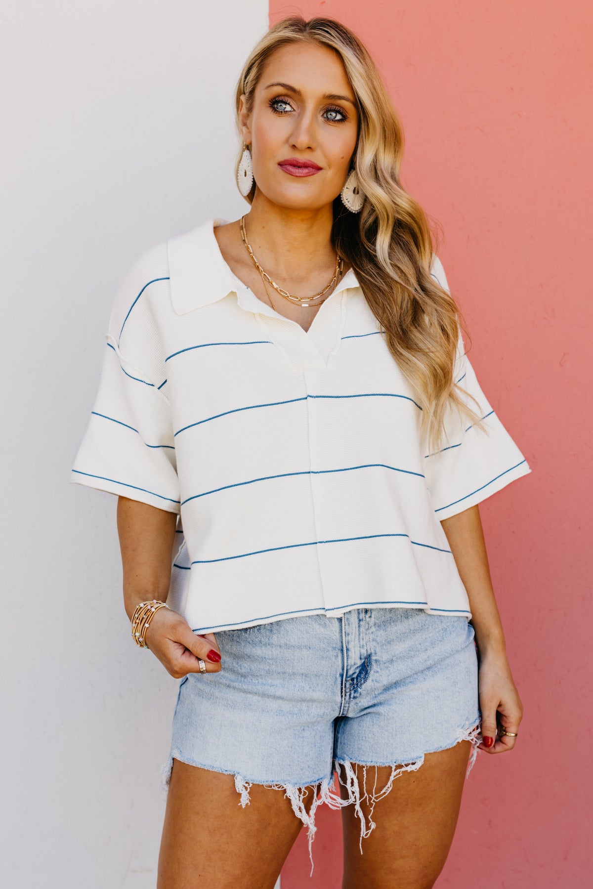 The Lawrence Striped Collar Sweater Top | MOD Boutique