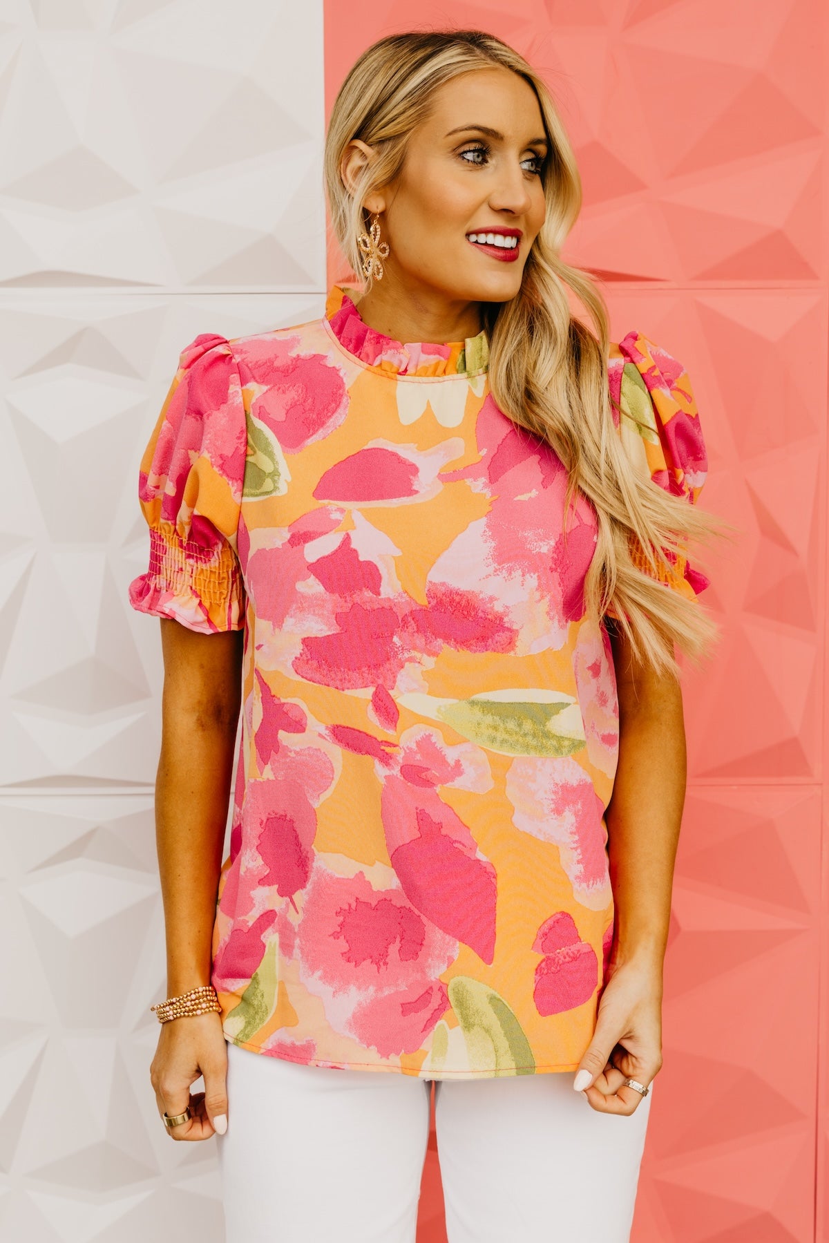 The Paityn Ruffle Neck Woven Blouse
