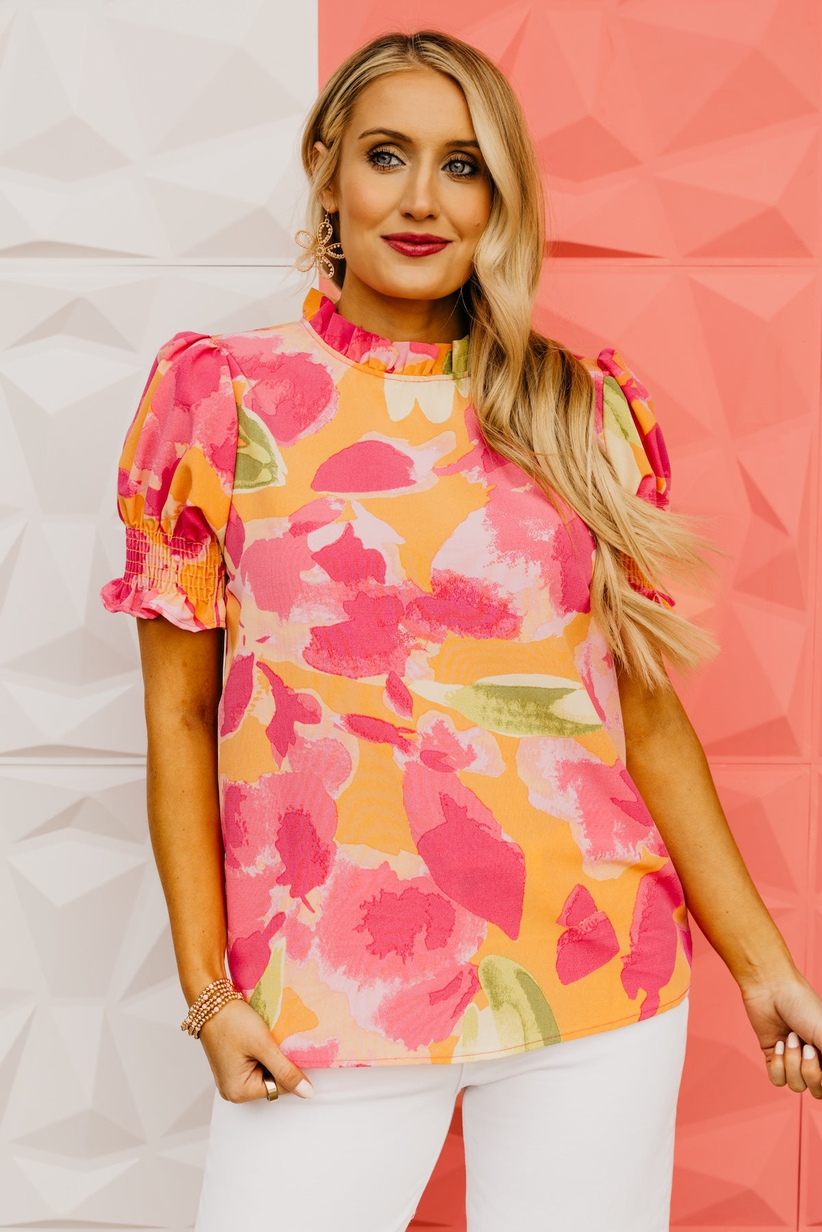 The Paityn Ruffle Neck Woven Blouse