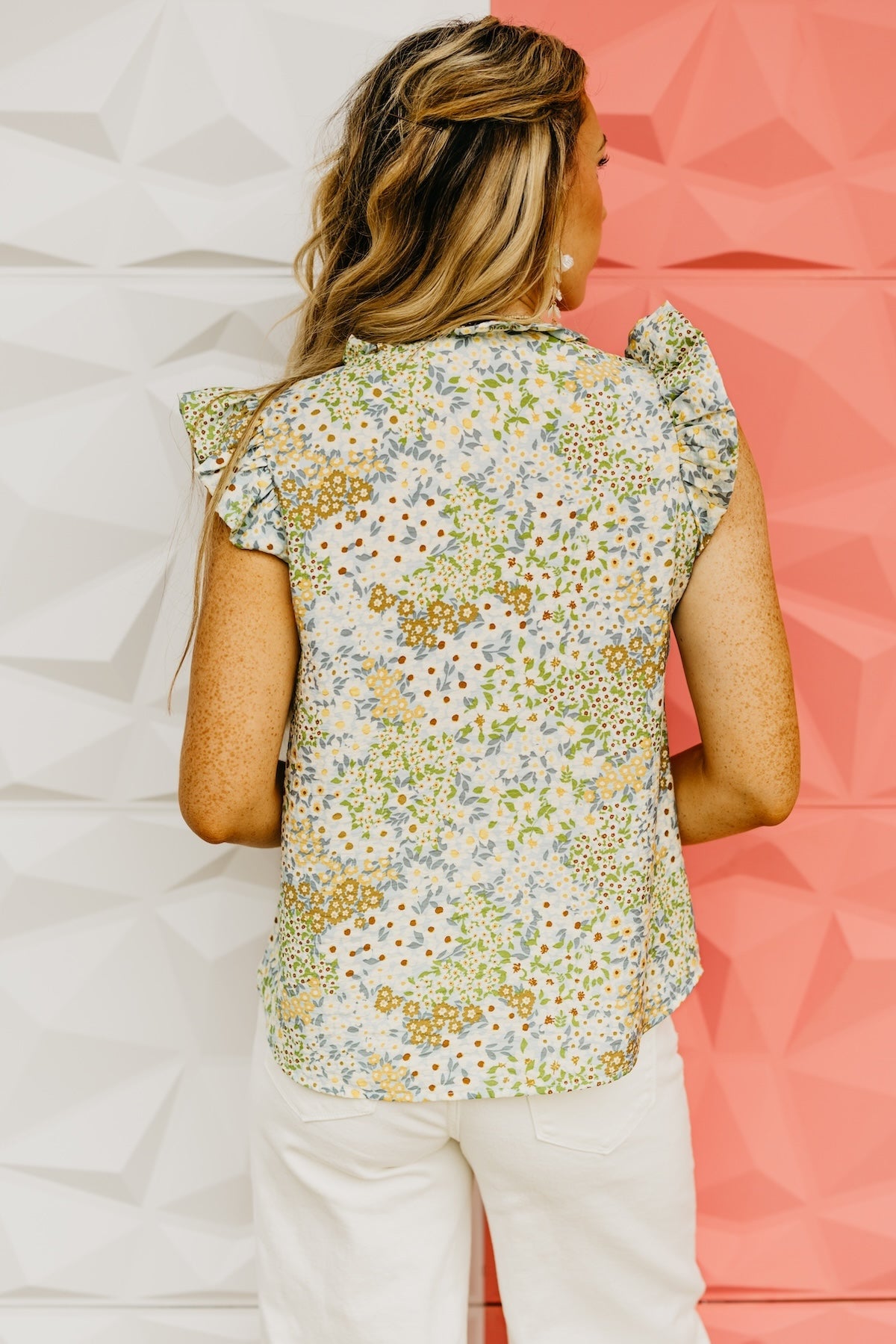 The Trinity Floral Ruffle Sleeve Top