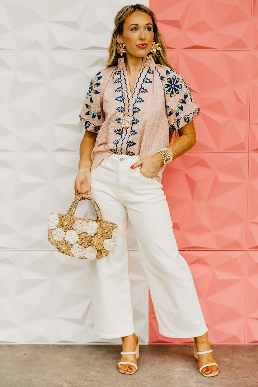 The Cayson Textured Embroidered Top