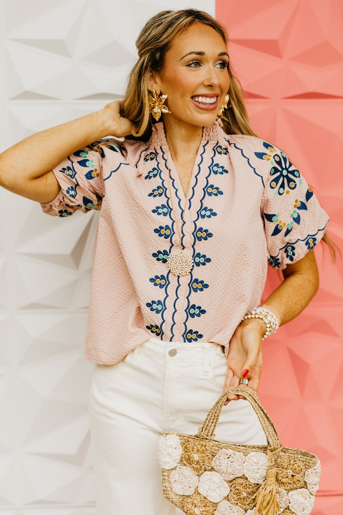 The Cayson Textured Embroidered Top