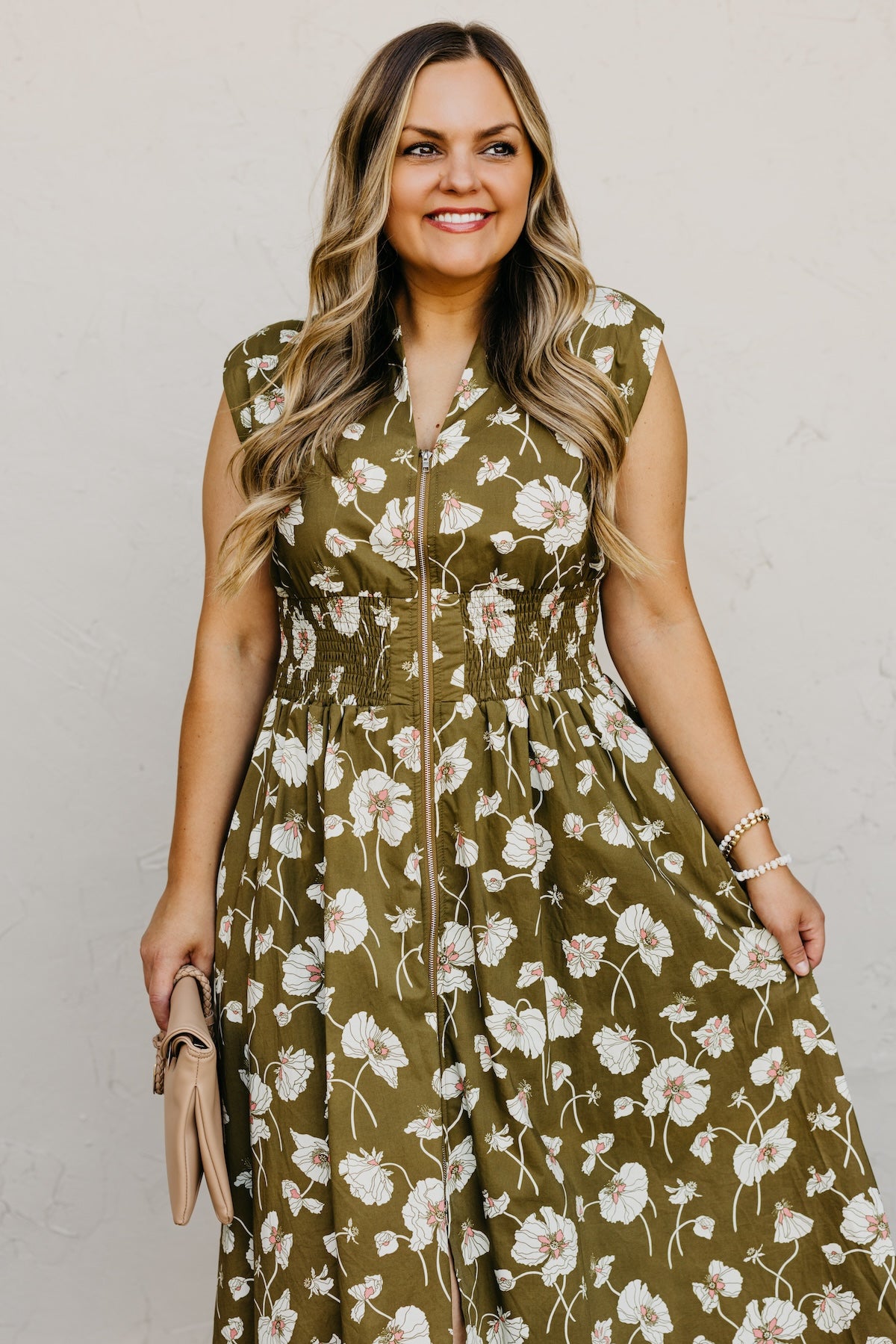 The Libbie Floral Zip Front Midi Dress
