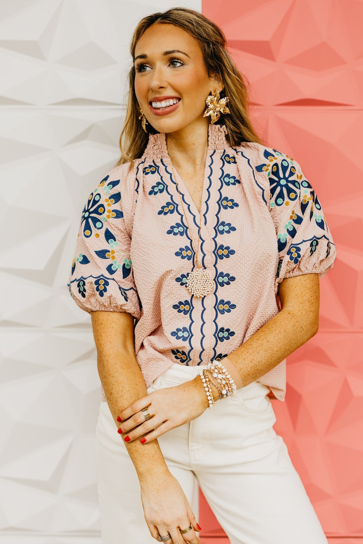 The Cayson Textured Embroidered Top