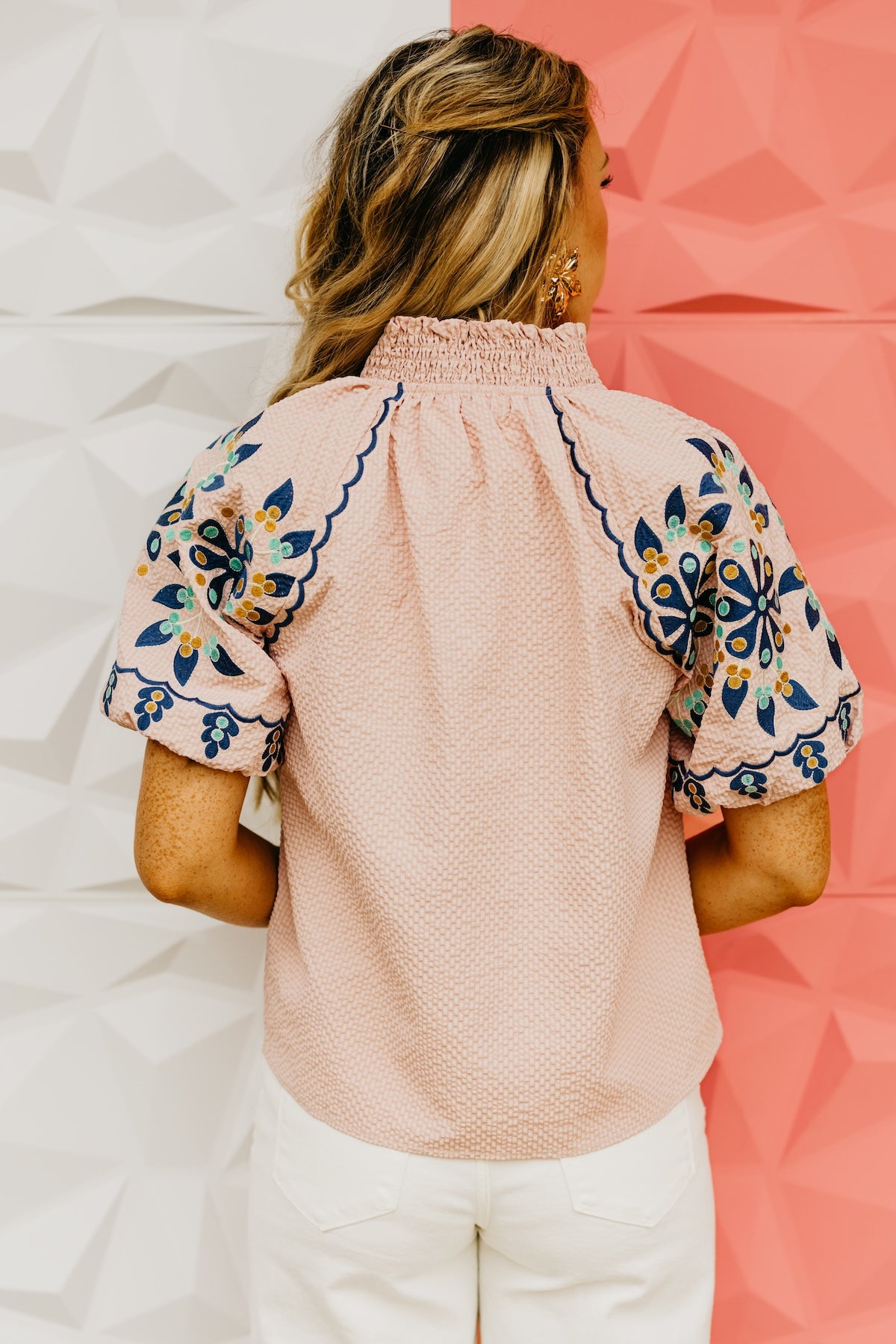 The Cayson Textured Embroidered Top