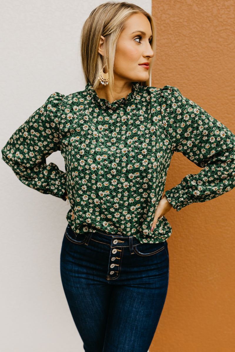 The Paityn Long Sleeve Ruffle Woven Top