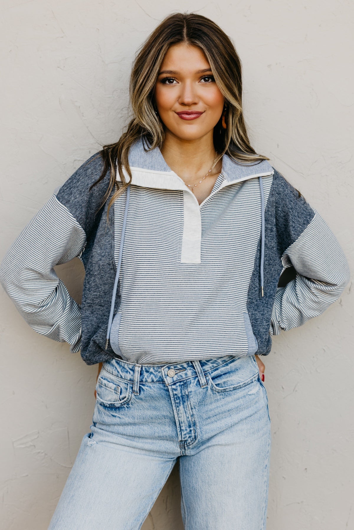 The Byron Brushed Mixed Pullover Sweatshirt