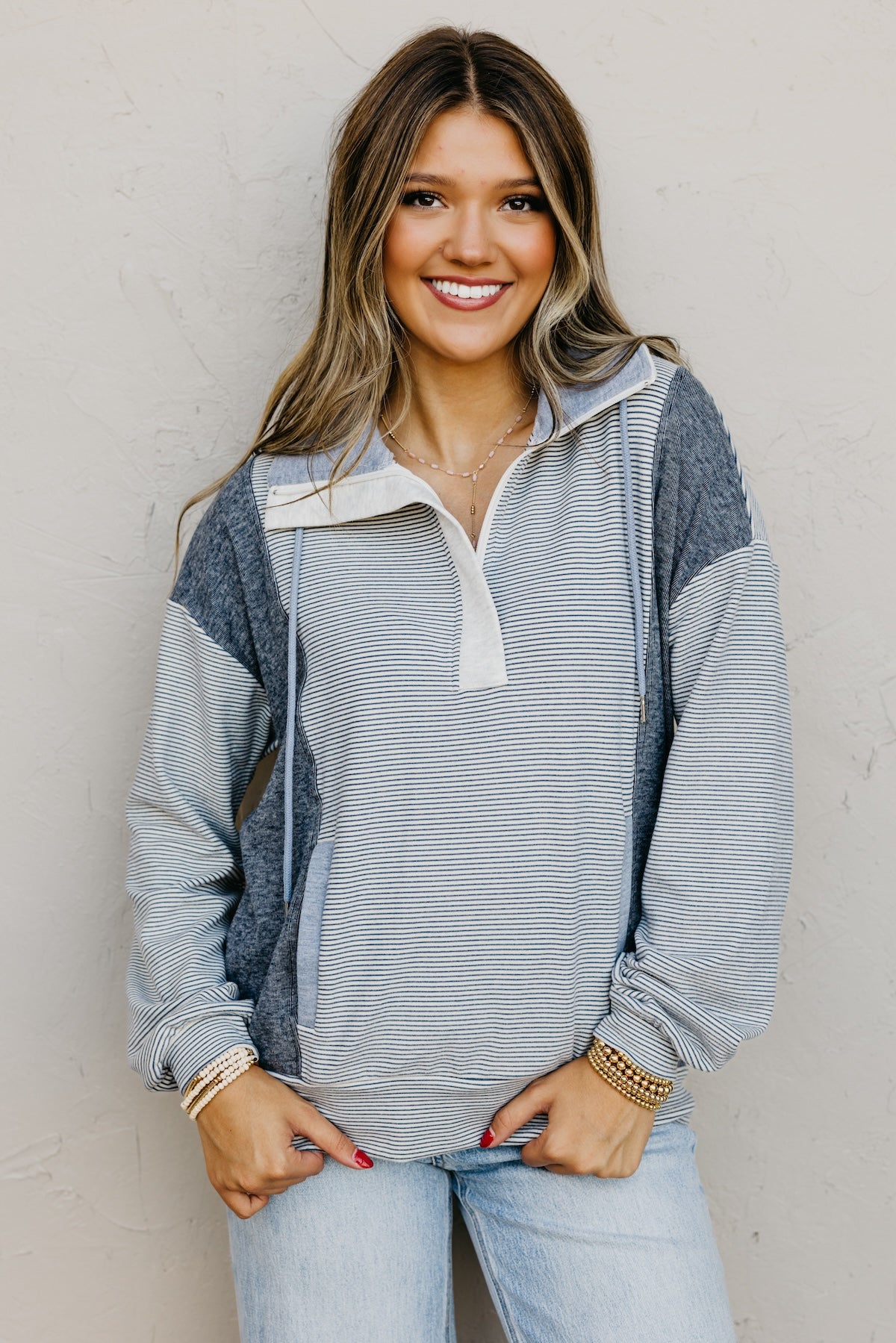 The Byron Brushed Mixed Pullover Sweatshirt
