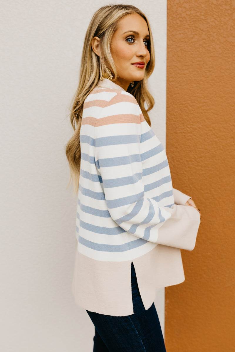 The Alberto Striped Bell Sleeve Sweater