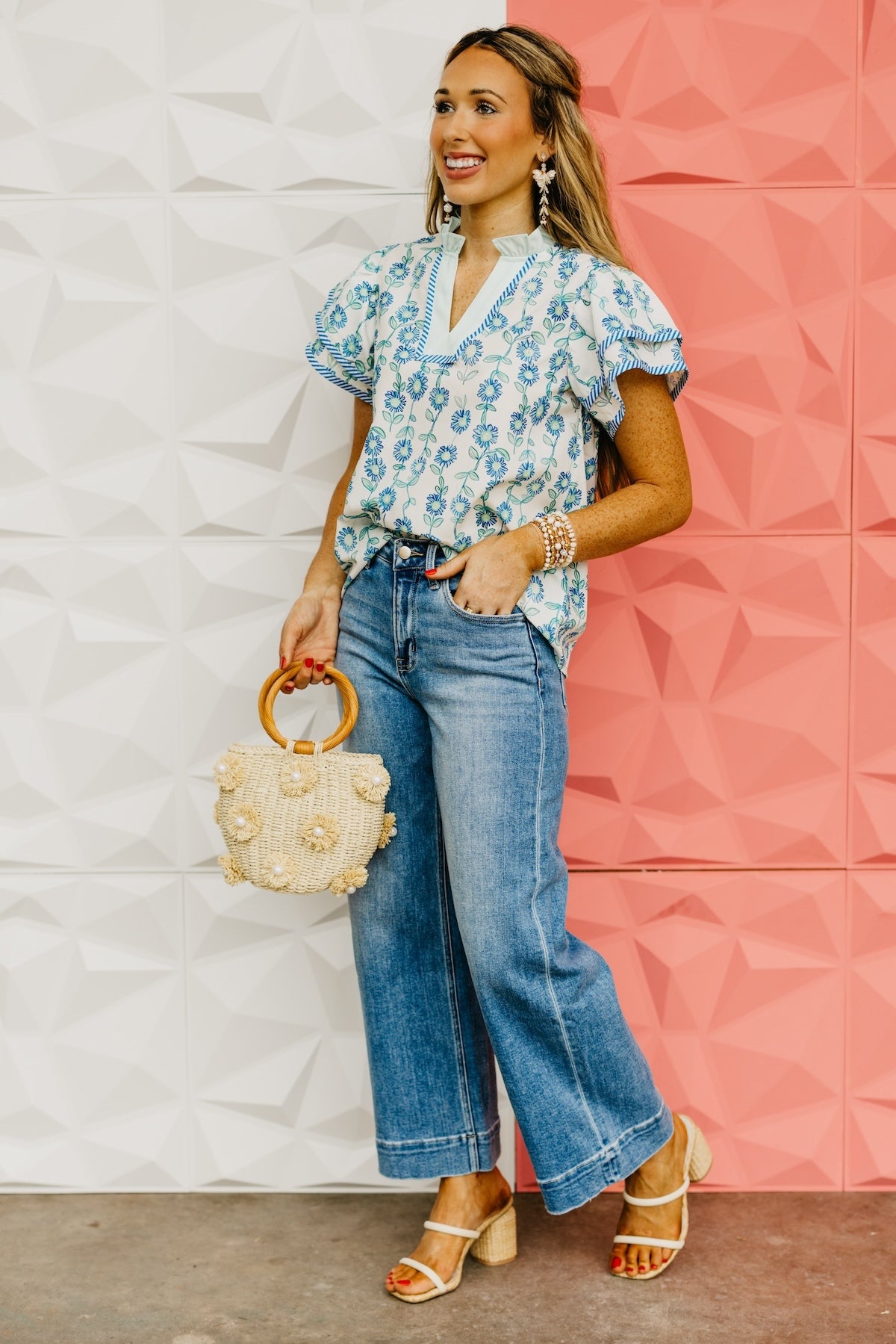 The Bryant Floral Double Sleeve Blouse