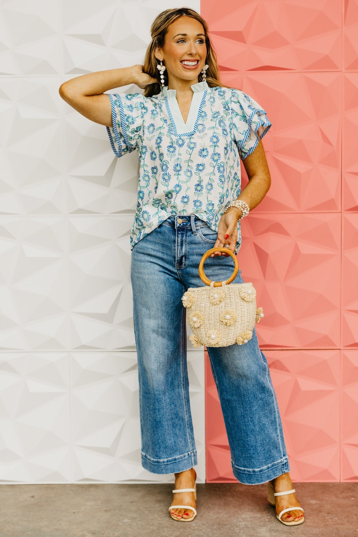 The Bryant Floral Double Sleeve Blouse