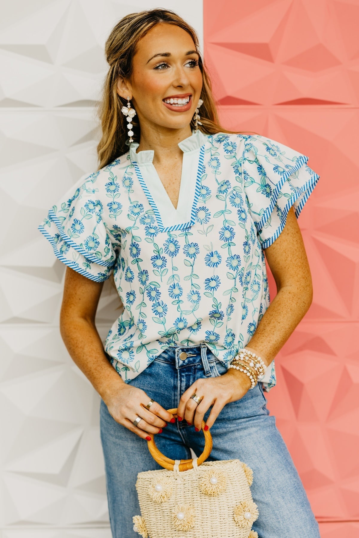 The Bryant Floral Double Sleeve Blouse
