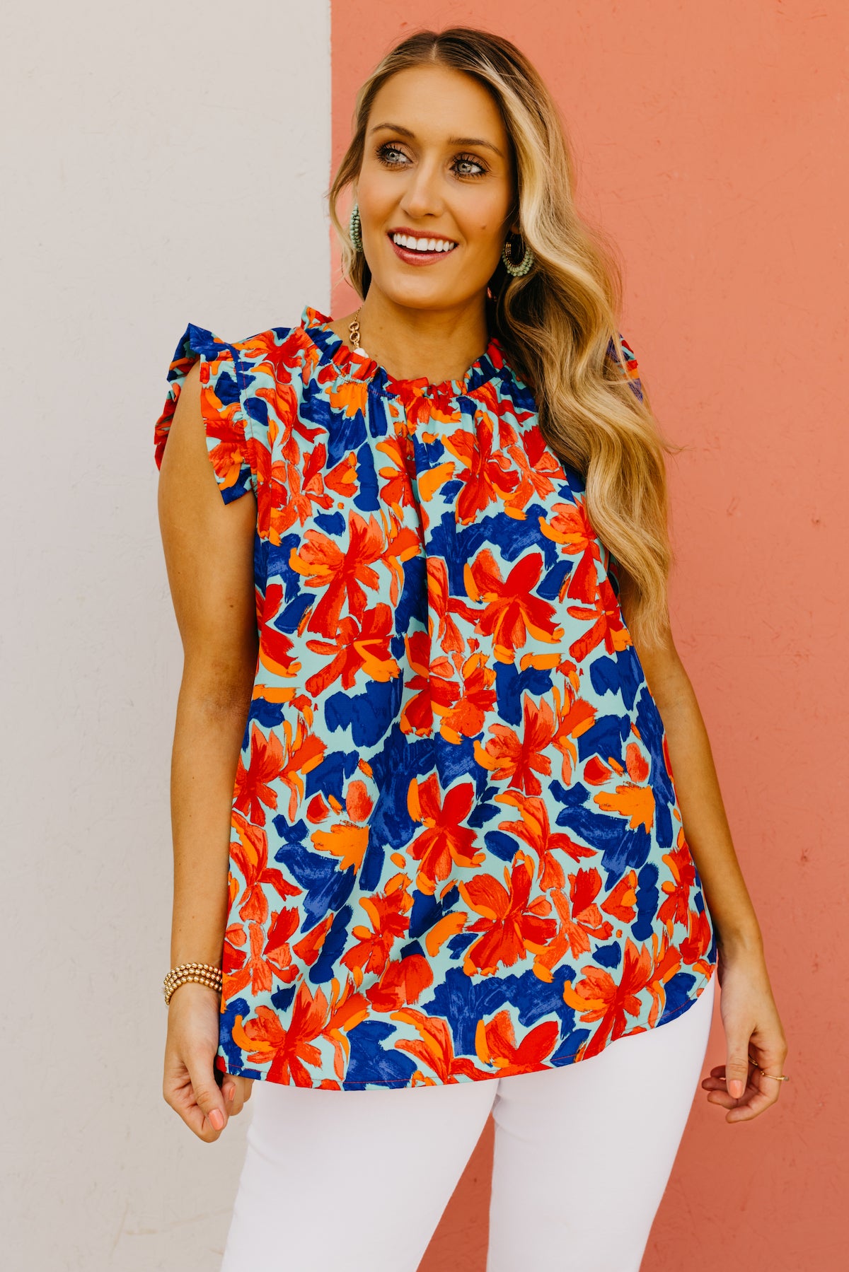 The Emerson Floral Flutter Sleeve Top