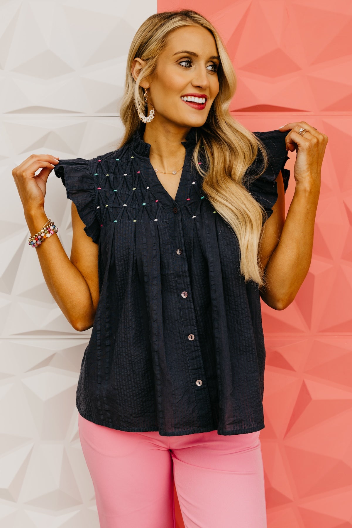The Norah Embroidered Button Down Shirt