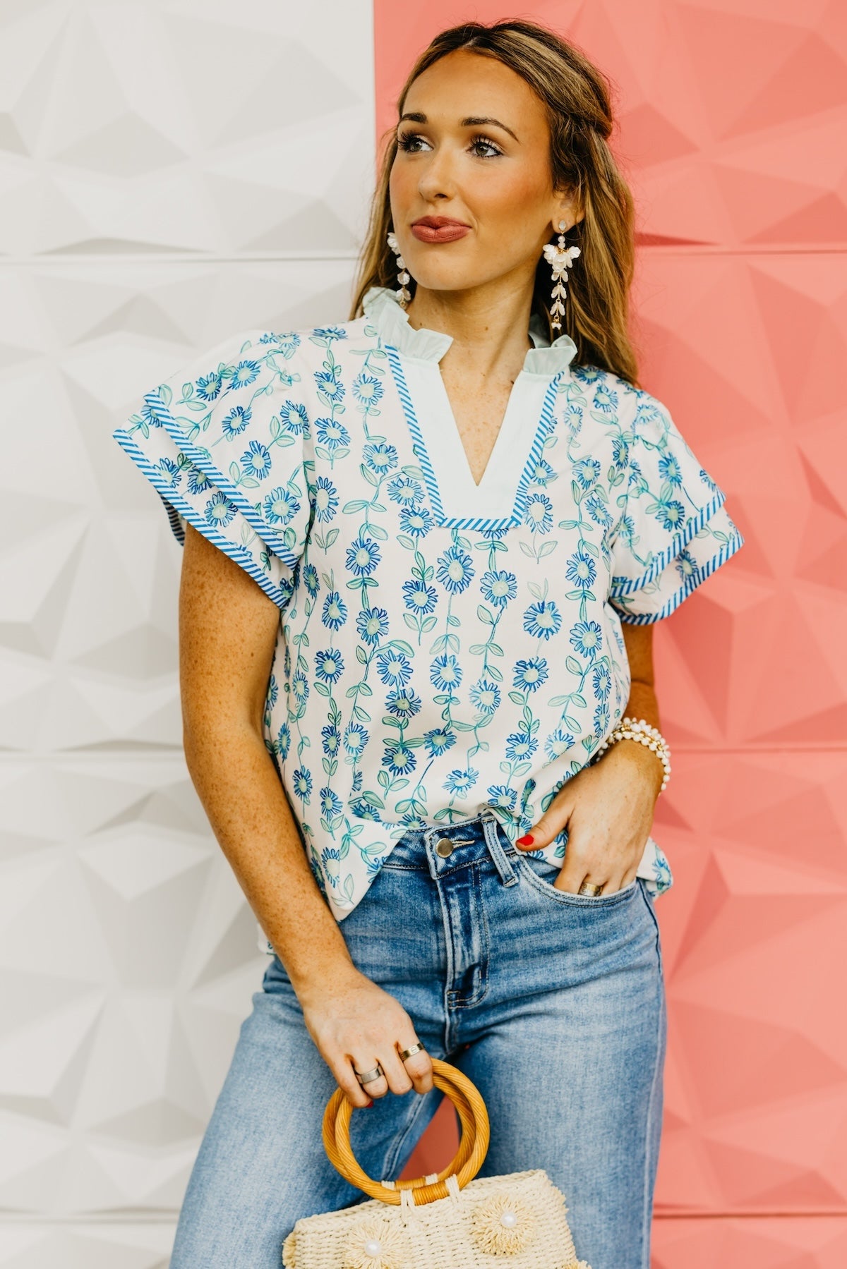 The Bryant Floral Double Sleeve Blouse