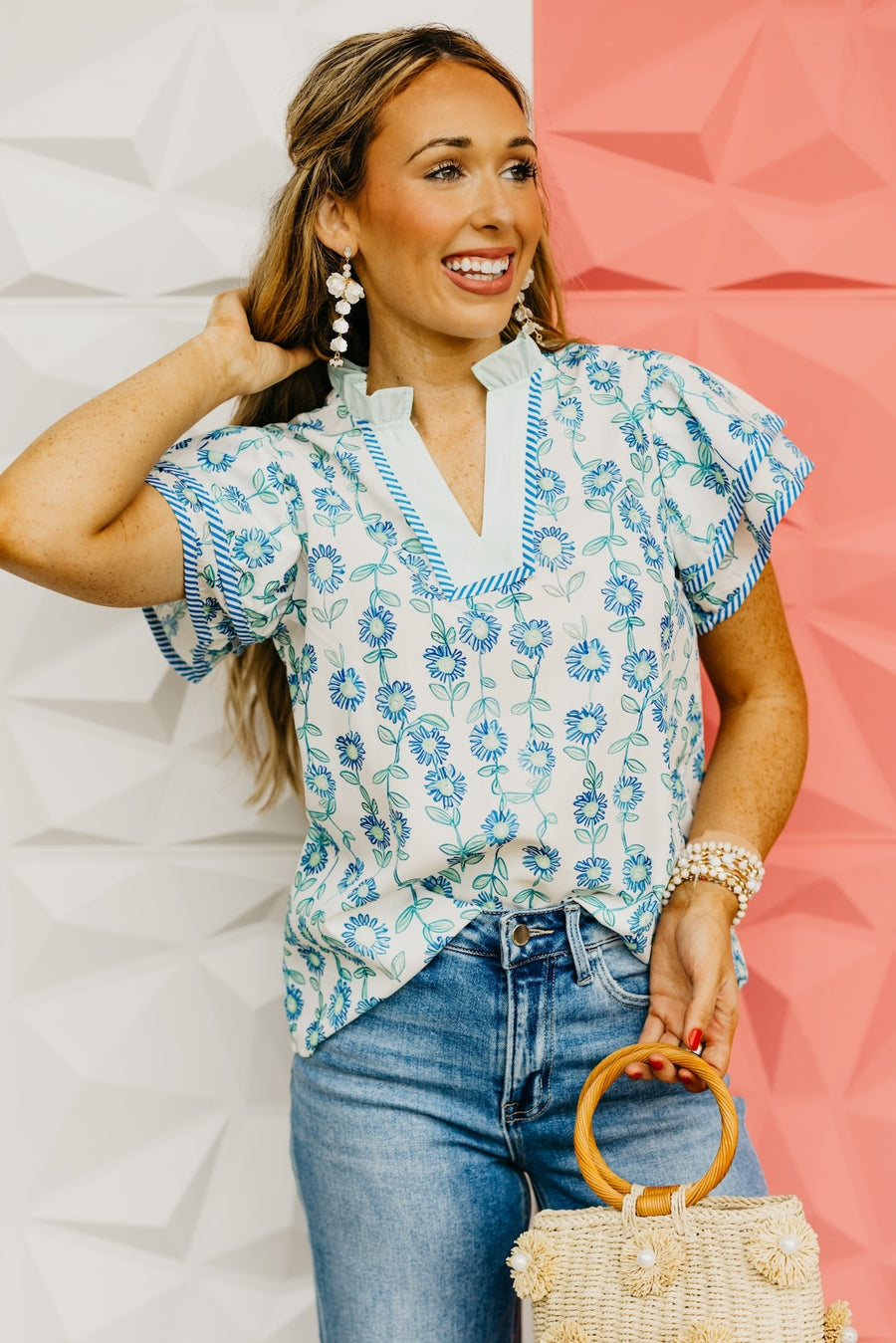 The Bryant Floral Double Sleeve Blouse