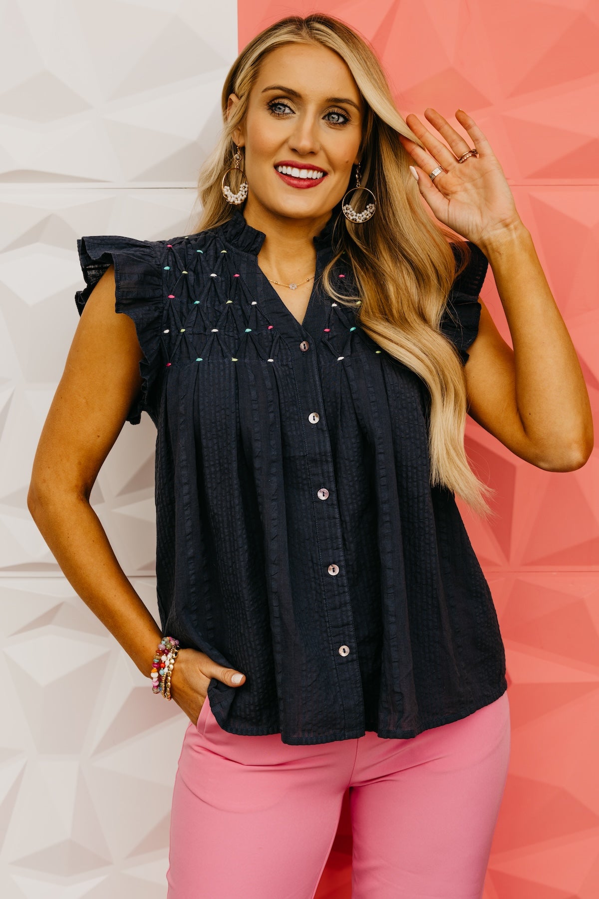 The Norah Embroidered Button Down Shirt