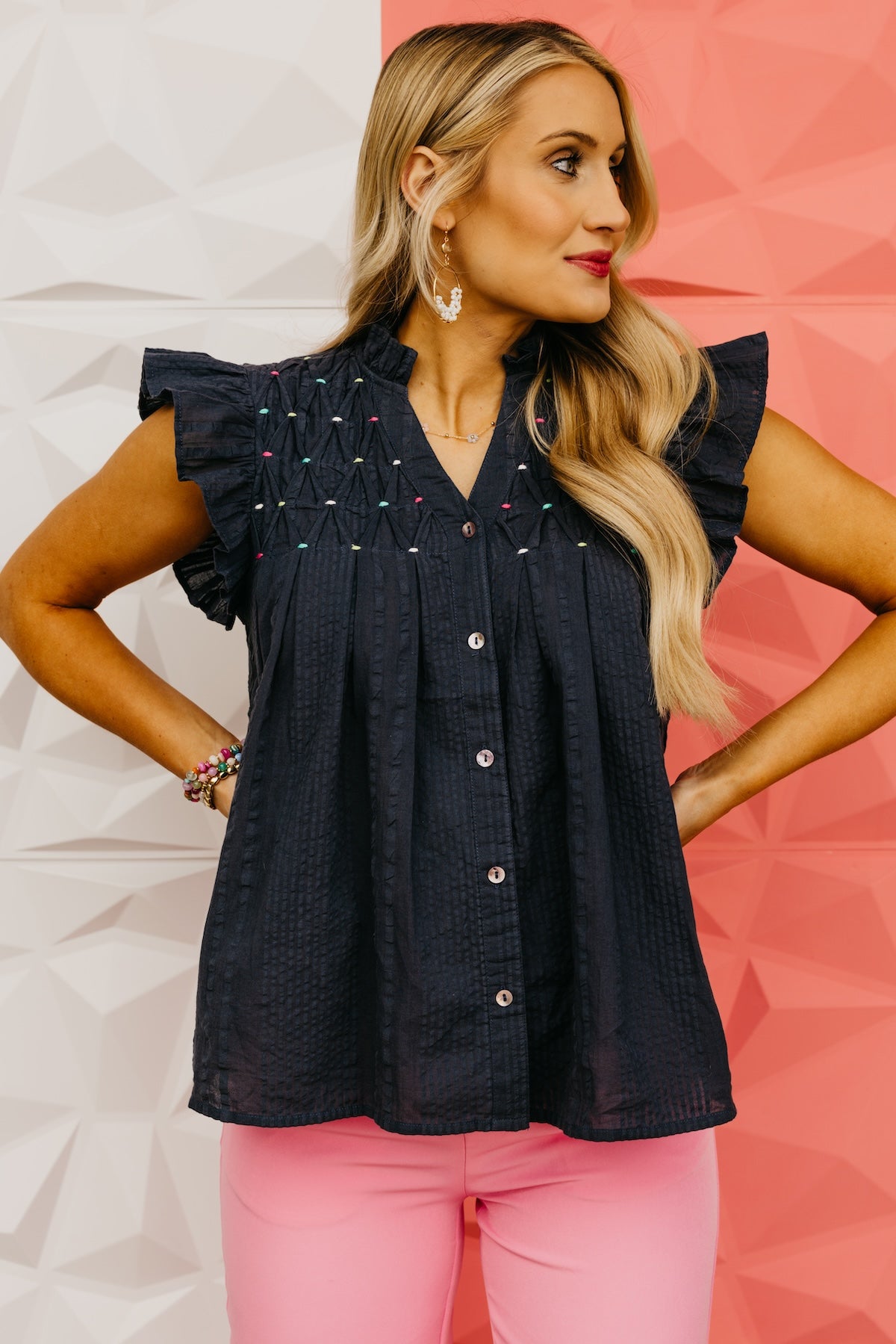 The Norah Embroidered Button Down Shirt