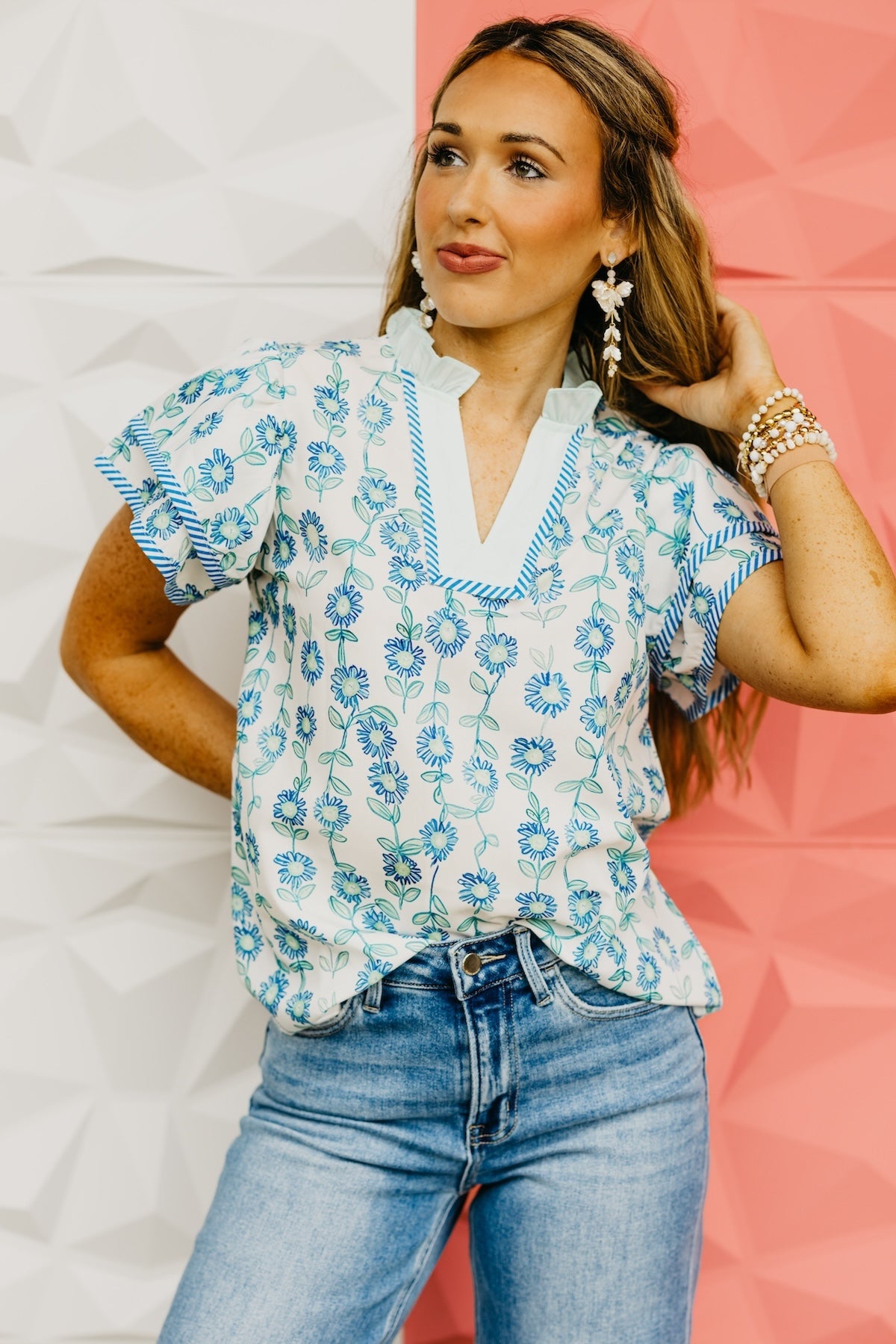 The Bryant Floral Double Sleeve Blouse