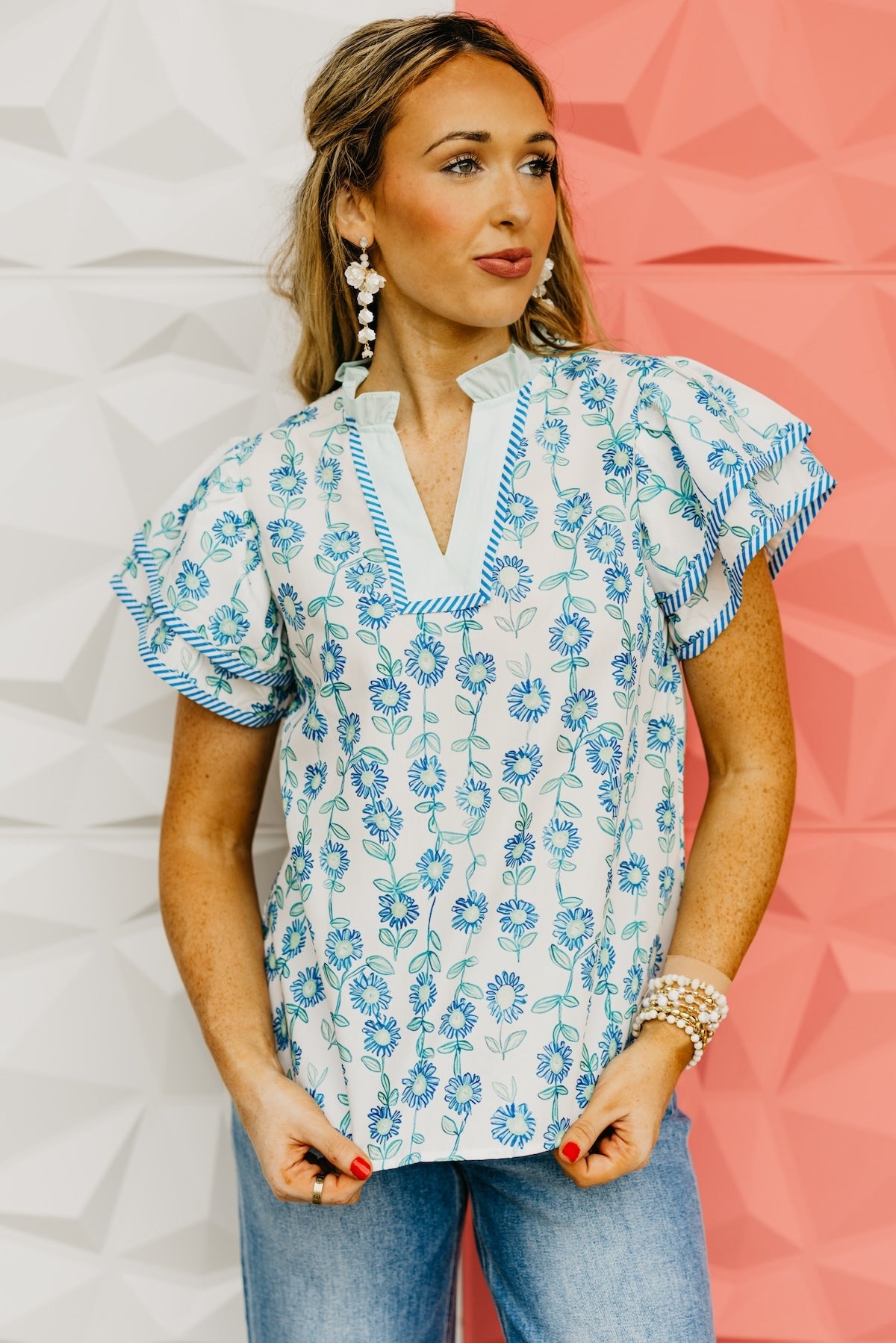 The Bryant Floral Double Sleeve Blouse