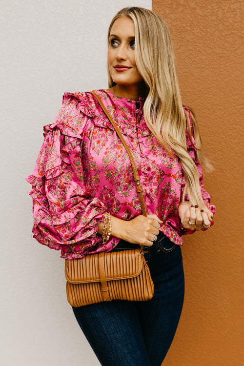 The Bentley Floral Ruffle Sleeve Blouse