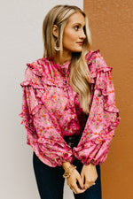 The Bentley Floral Ruffle Sleeve Blouse