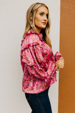 The Bentley Floral Ruffle Sleeve Blouse