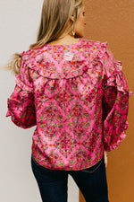 The Bentley Floral Ruffle Sleeve Blouse