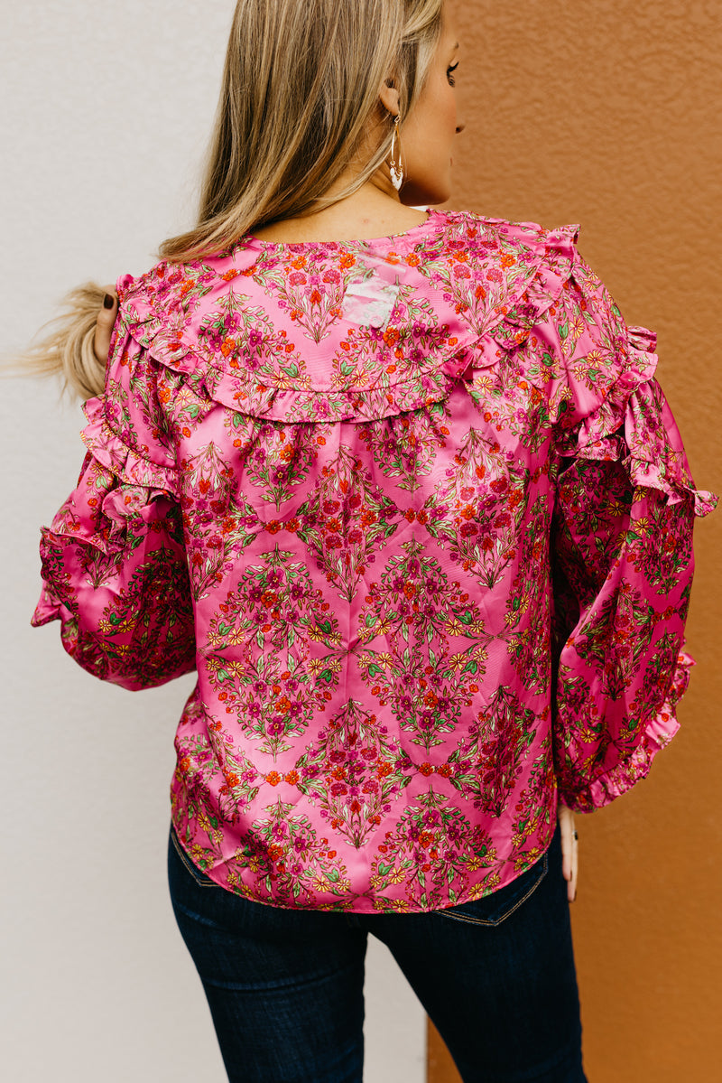 The Bentley Floral Ruffle Sleeve Blouse