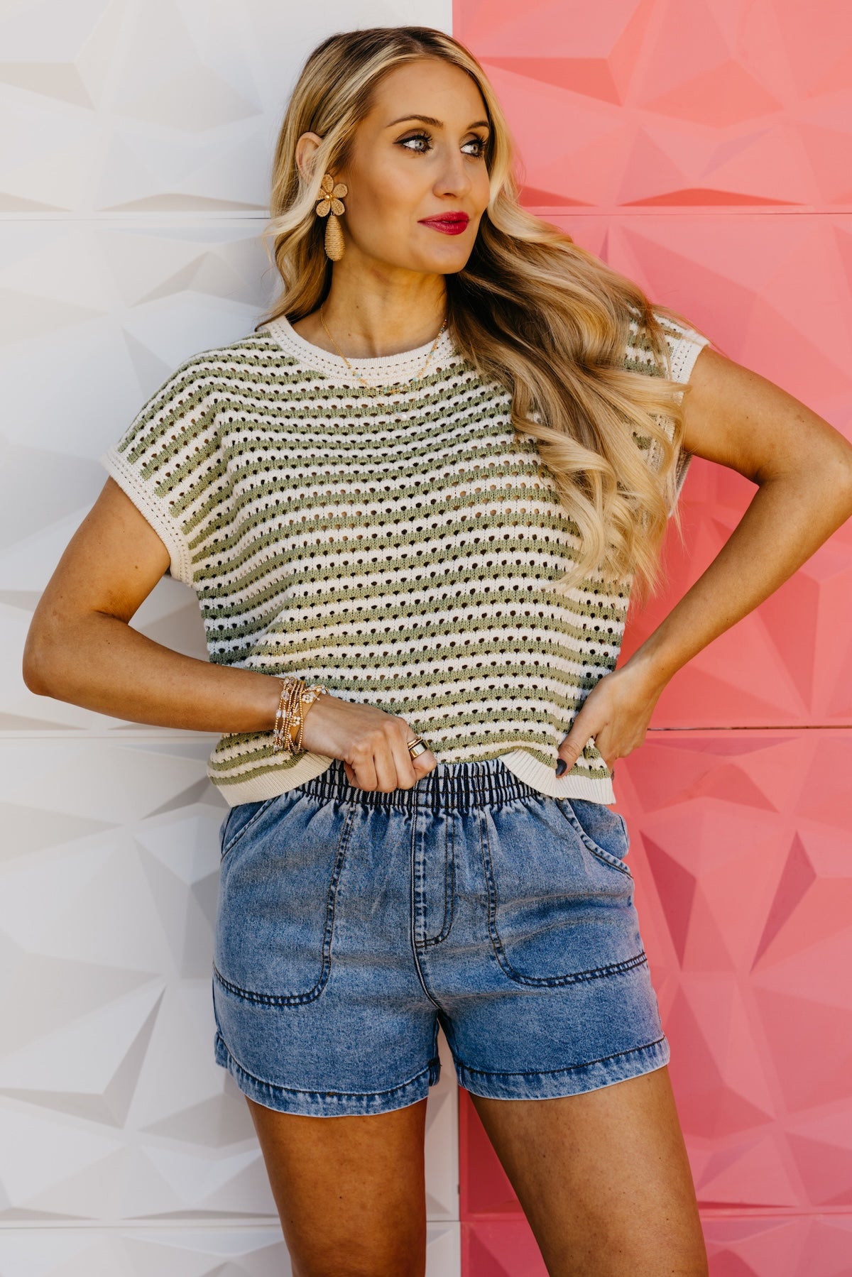 The Braden Stripe Open Knit Sweater