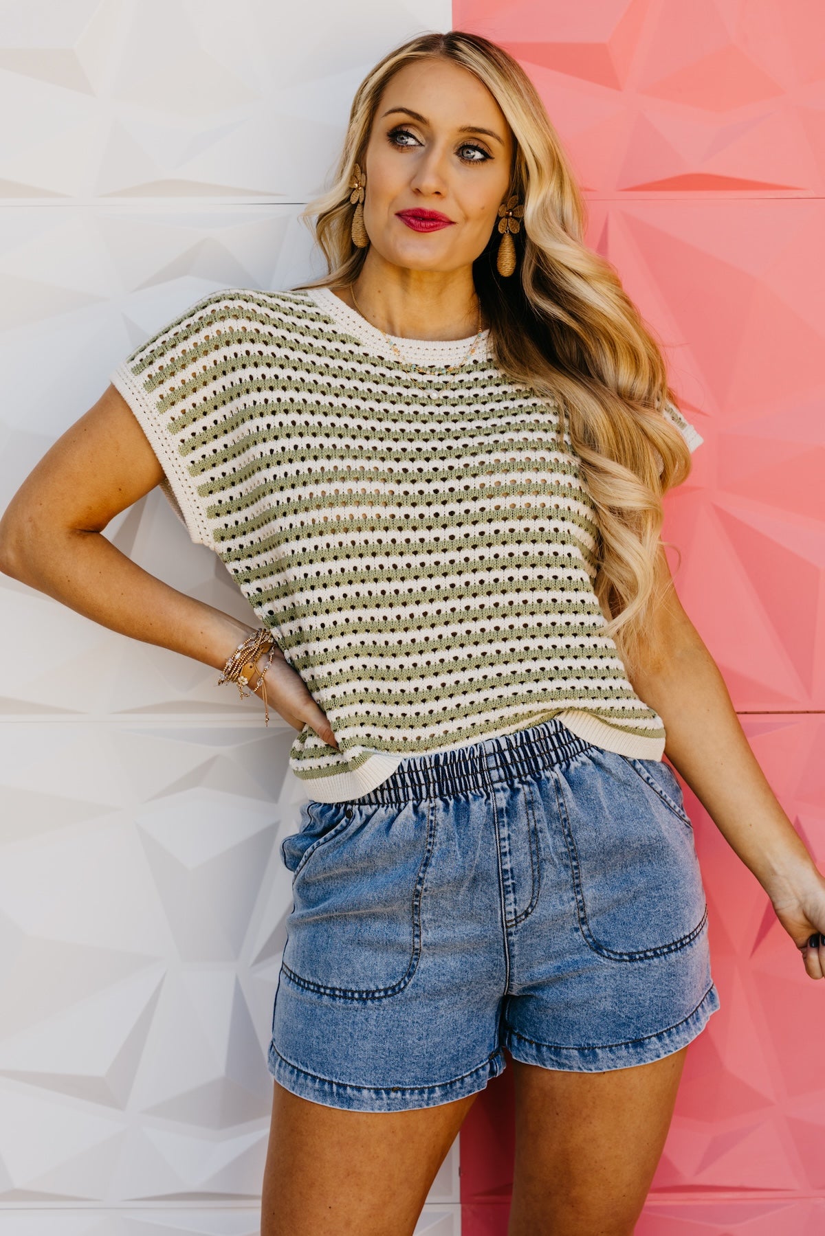 The Braden Stripe Open Knit Sweater