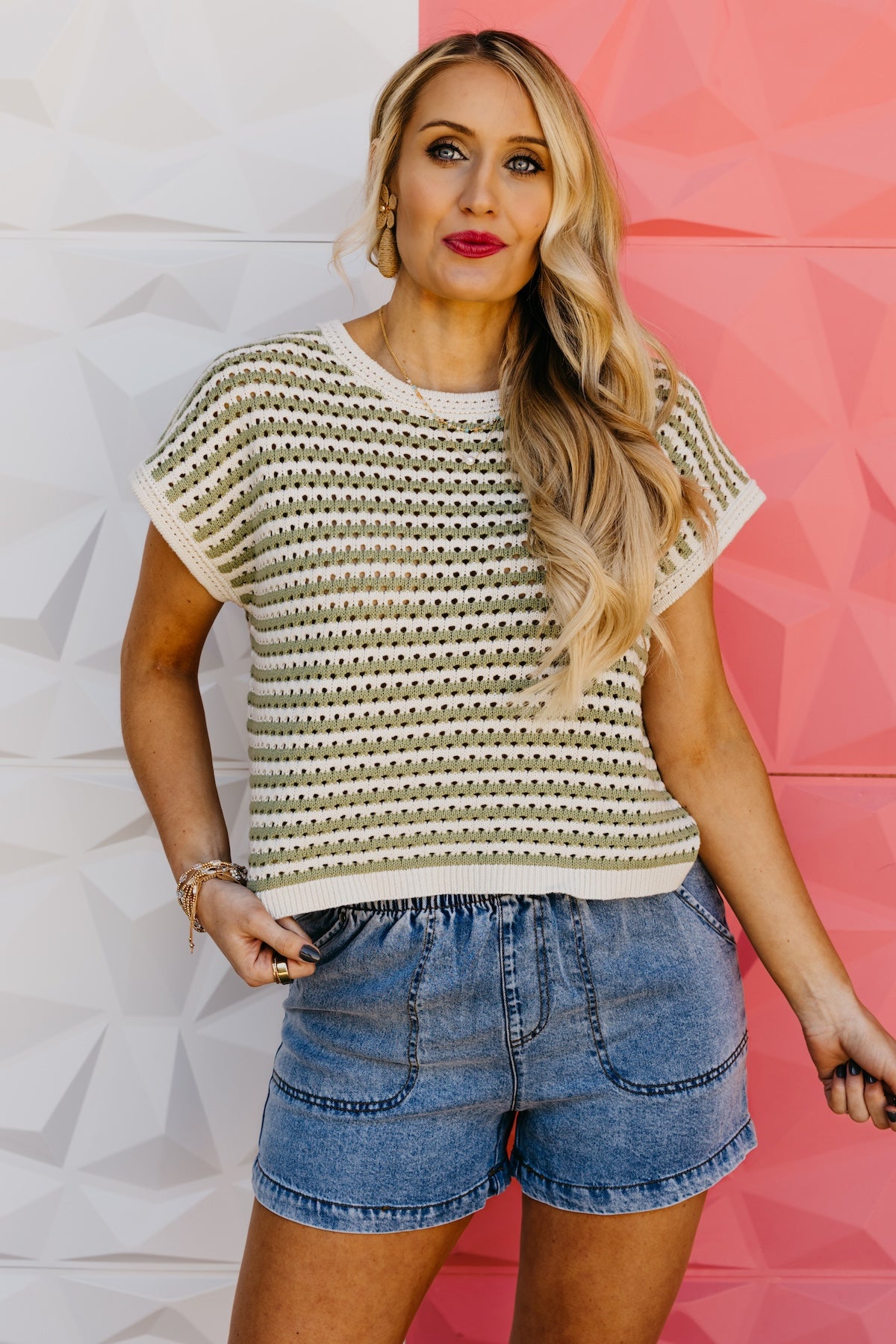 The Braden Stripe Open Knit Sweater