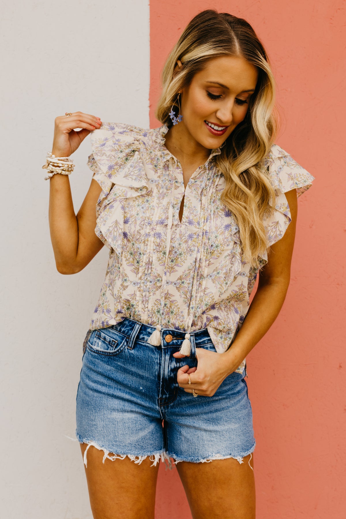 The Ace Floral Flutter Sleeve Top