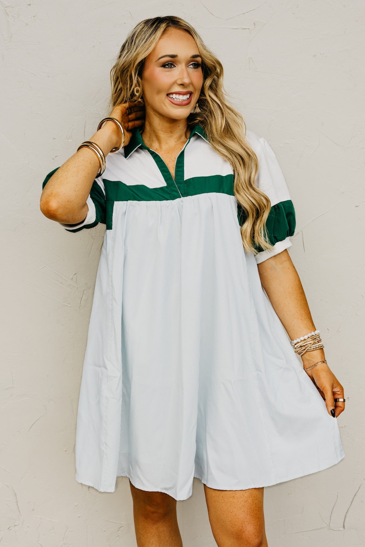 The Gloria Mixed Media Mini Dress