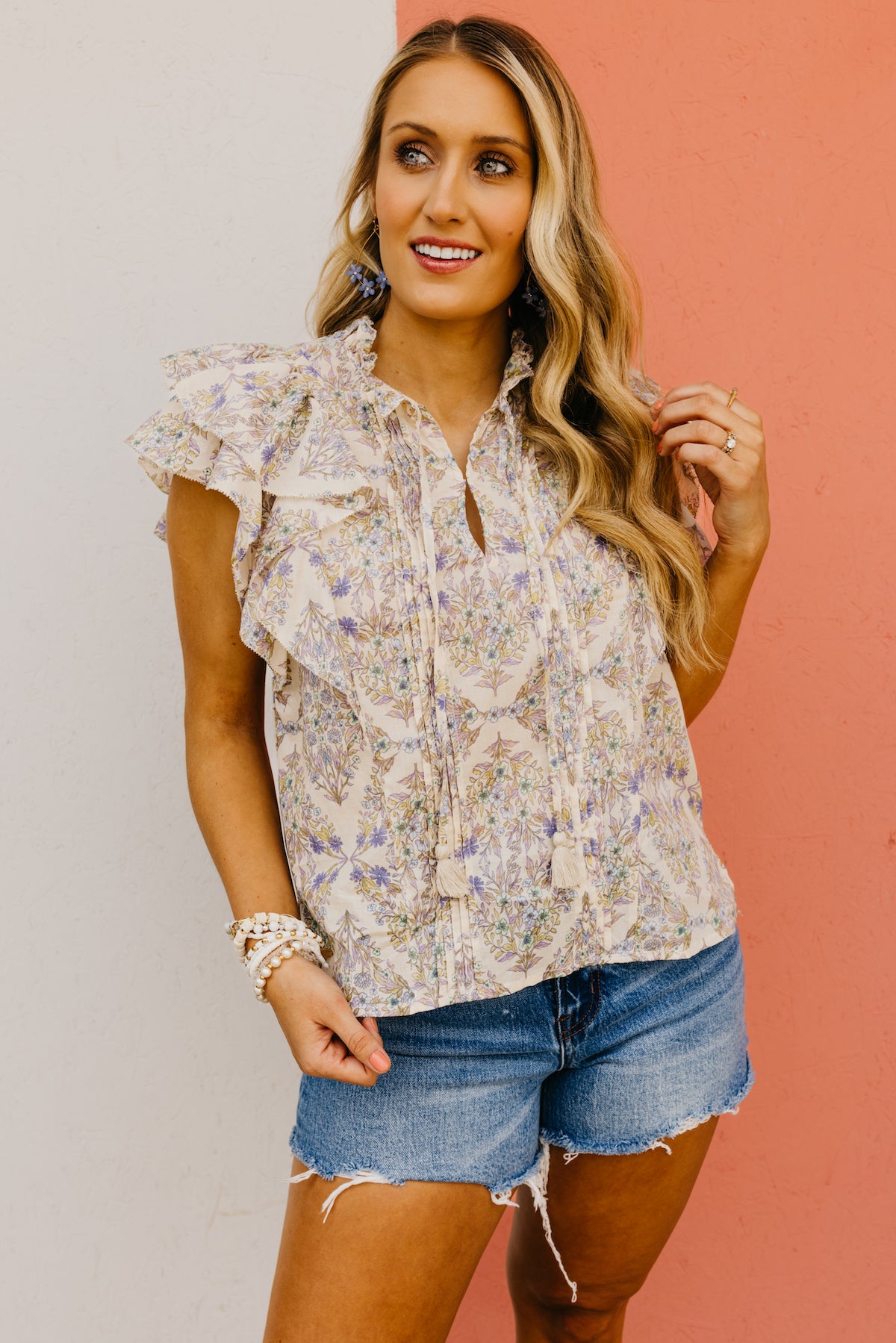 The Ace Floral Flutter Sleeve Top