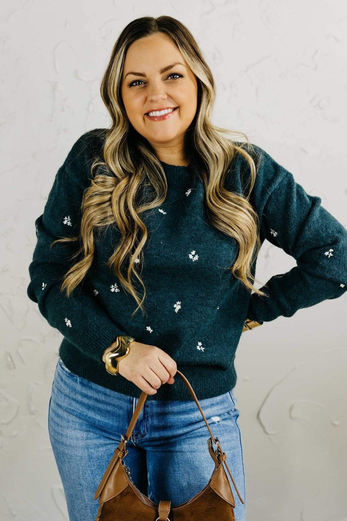 The Grace Ditsy Floral Embroidered Sweater