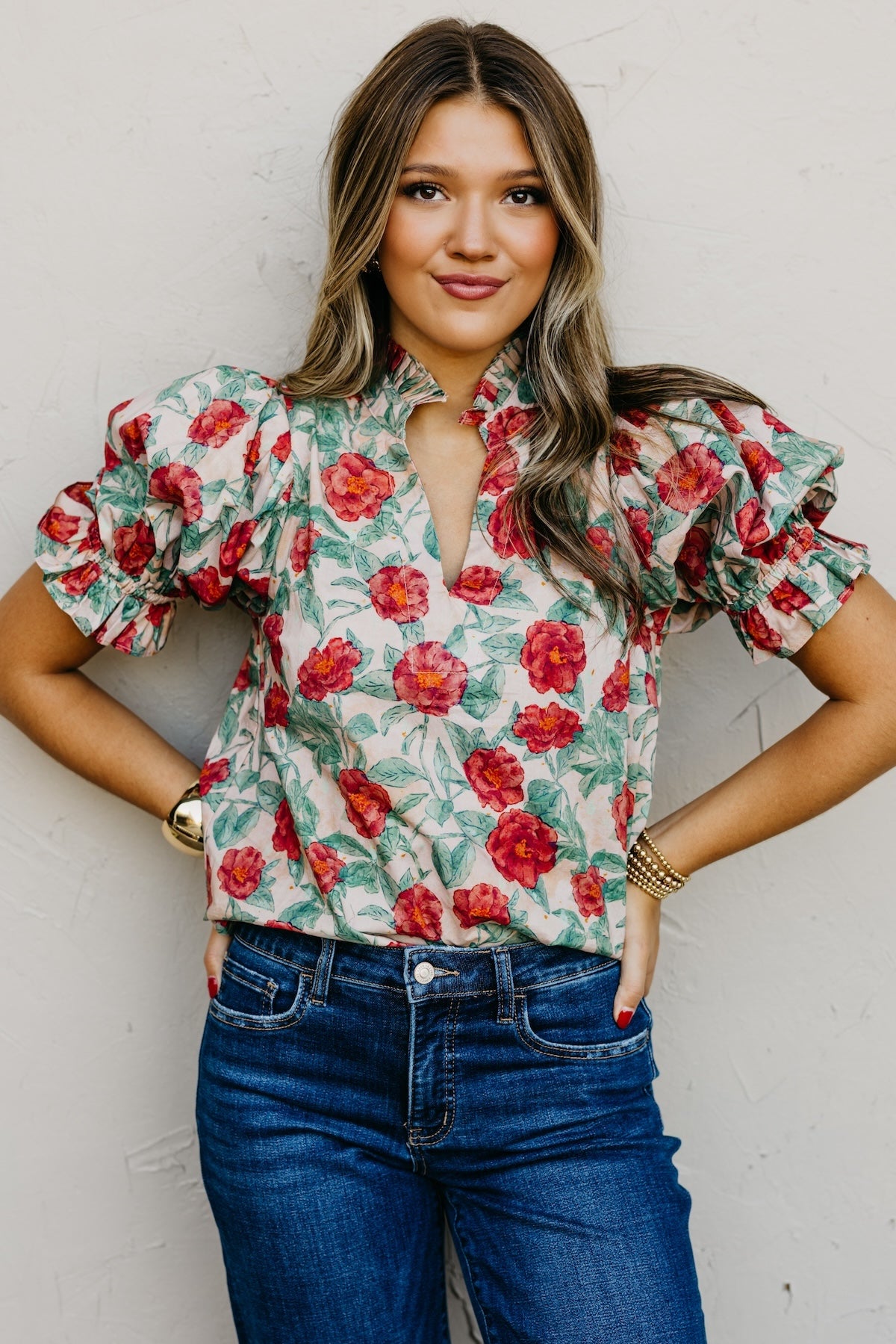The Marissa Woven Floral Top