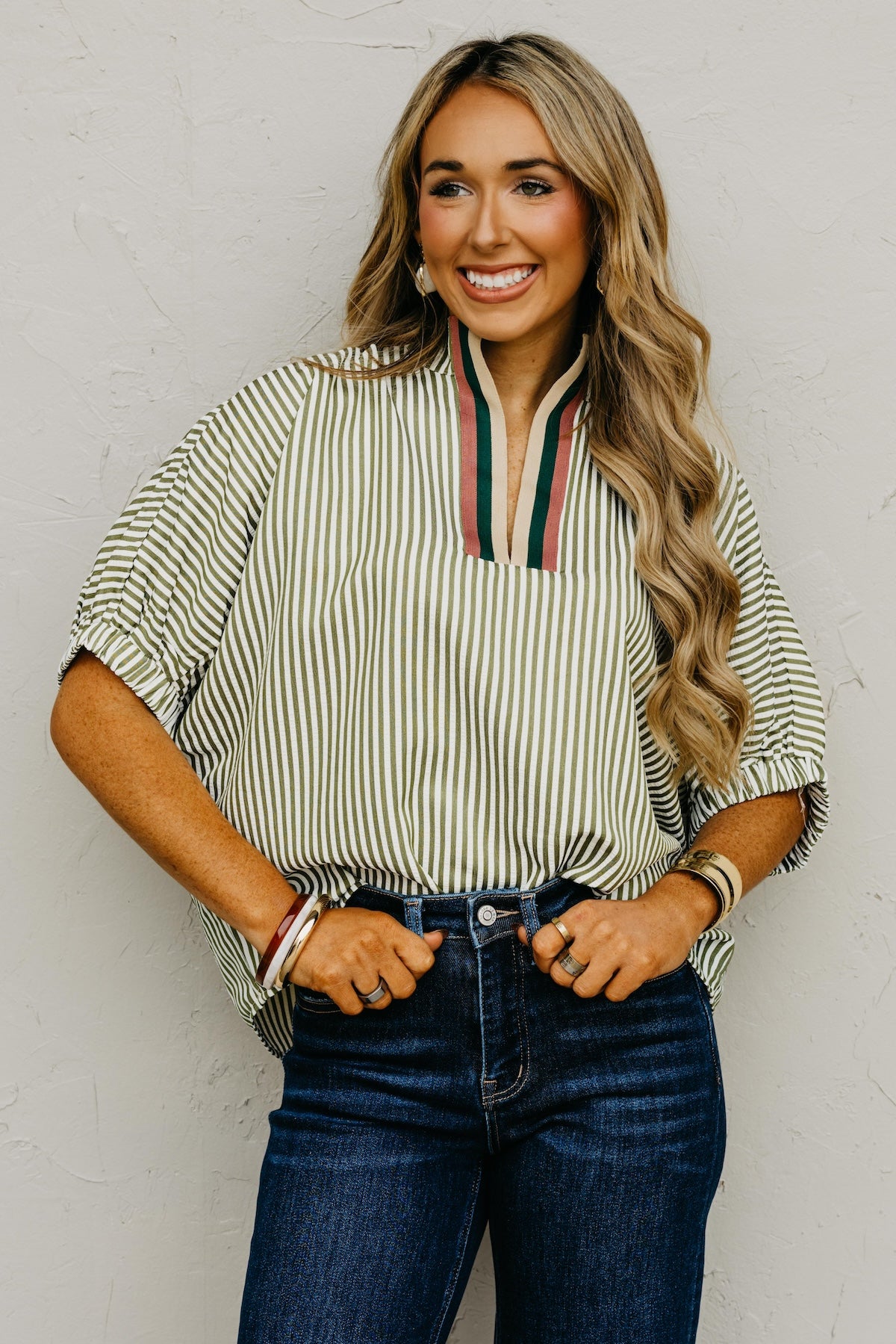 The Monique Striped Contrast Top