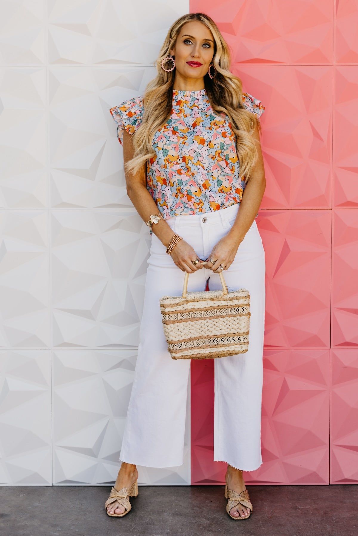 The Izabella Floral Flutter Sleeve Blouse
