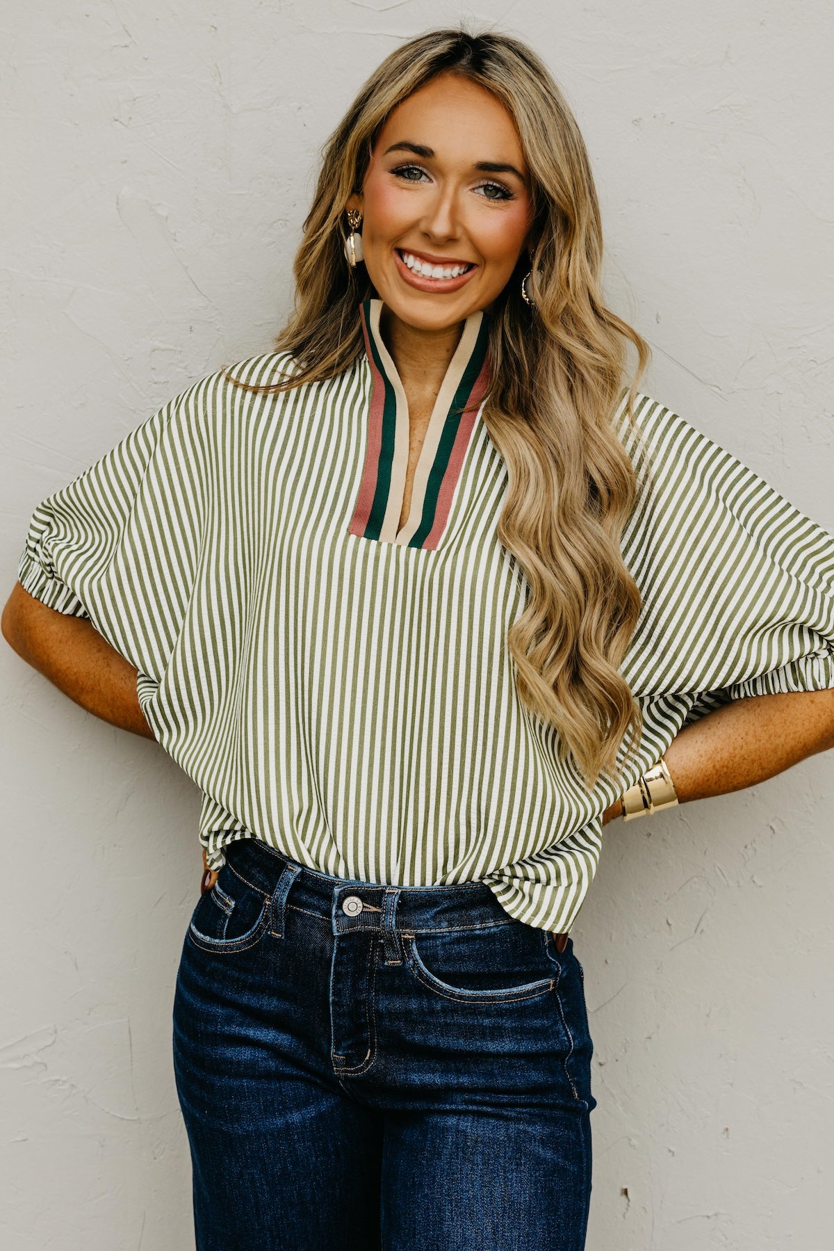 The Monique Striped Contrast Top