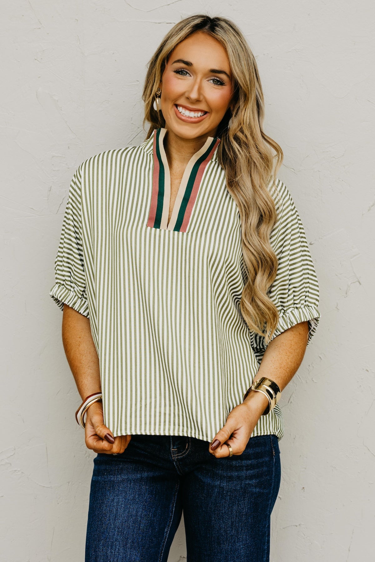 The Monique Striped Contrast Top