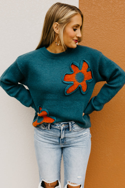 The Cara Retro Floral Sweater
