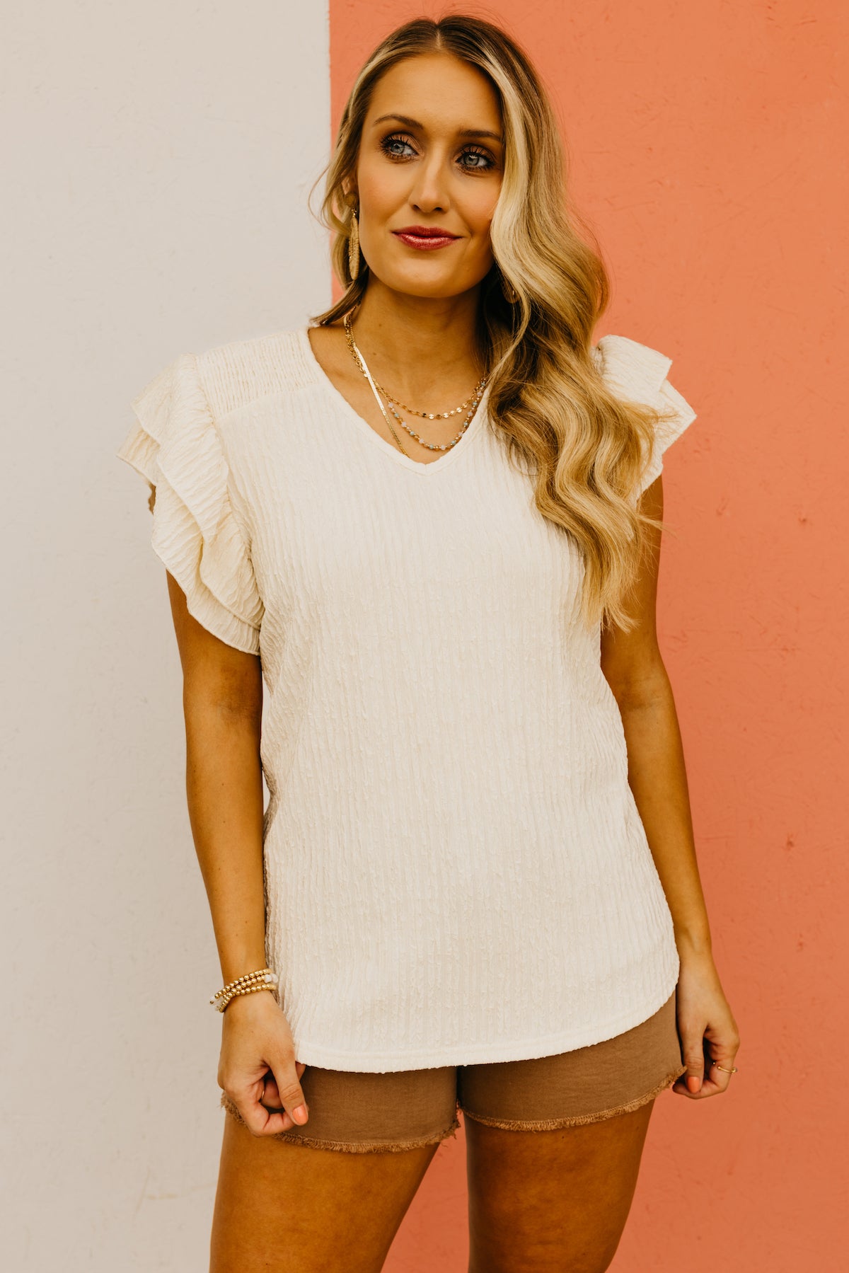The Astrid Ruffle Sleeve Crepon Top